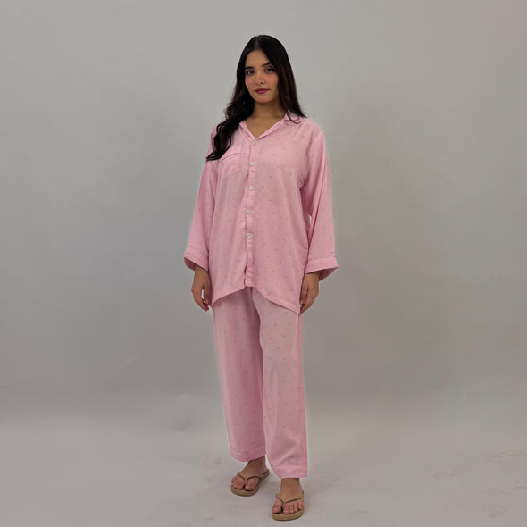 BLUSH BOW LINEN PJS