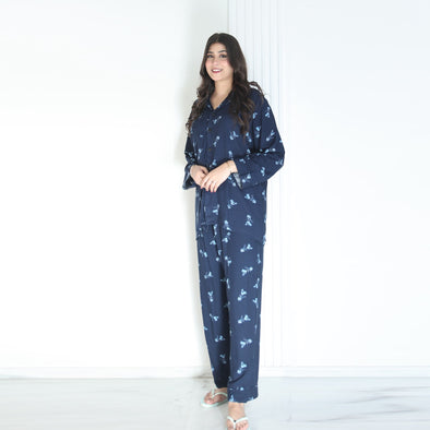 BLUE FLORAL SUMMER LINEN PJS