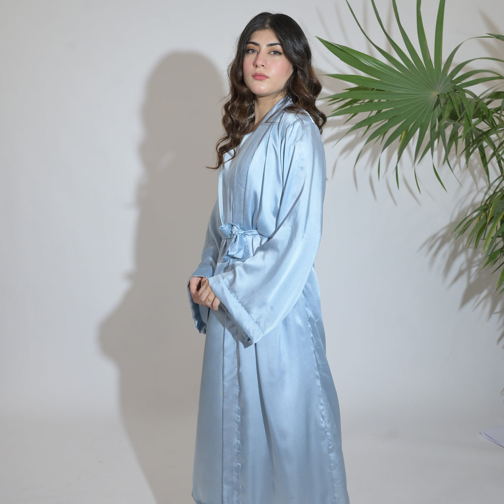 ICE-BLUE LUXE SILK ROBE SET – Comfy-Pajama
