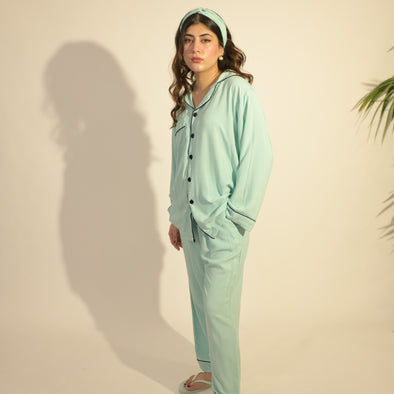 MINT SOLID SUMMER LINEN PJS