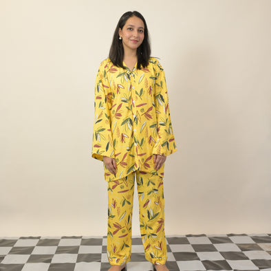 YELLOW LEAFY MATERNITY/MODEST PJS