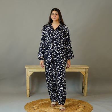 BLUE DAISIES SUMMER LINEN PJS