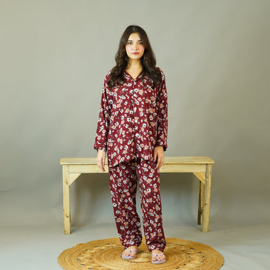 CRIMSON BLOOM SUMMER LINEN PJS