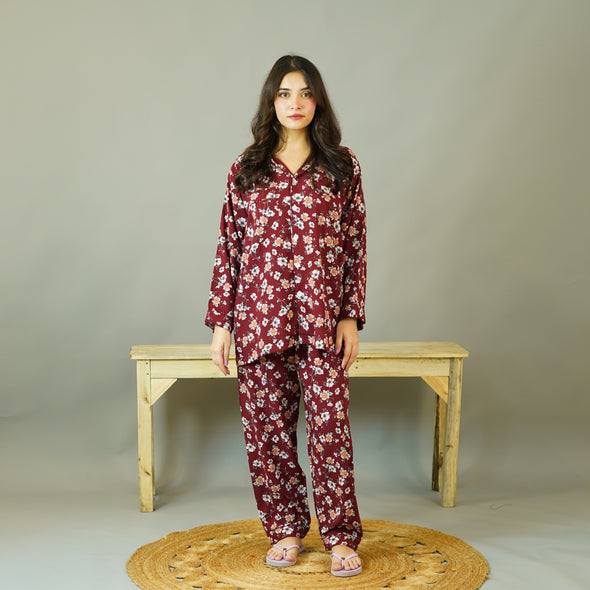 CRIMSON BLOOM SUMMER LINEN PJS