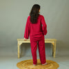 BLOOD RED SOLID LINEN PJS.