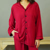 BLOOD RED SOLID LINEN PJS.