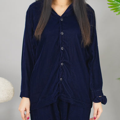 NAVY BLUE VELVET KIDS PJS