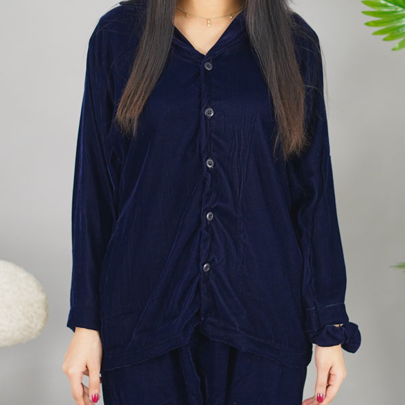 NAVY BLUE VELVET KIDS PJS