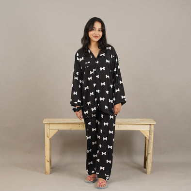 NOIR BOW SUMMER LINEN PJS
