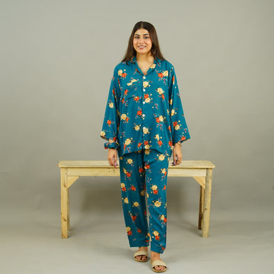 TEAL BLOOM SUMMER LINEN PJS