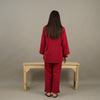 BLOOD RED SOLID LINEN PJS.