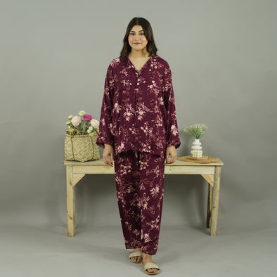 MAROON BLOOM SUMMER LINEN PJS