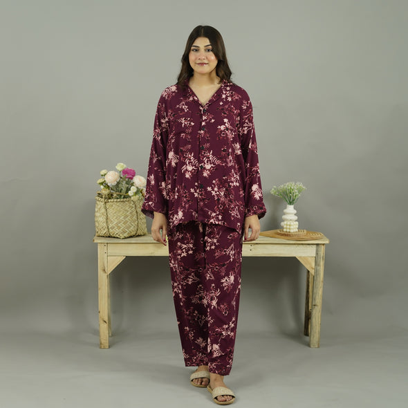 MAROON BLOOM SUMMER LINEN PJS