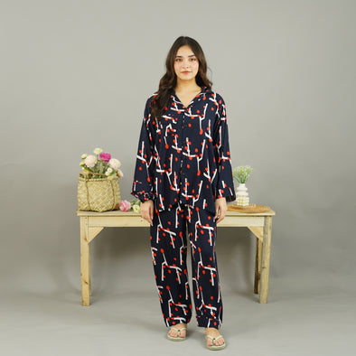 NAVY DOODLE SUMMER LINEN PJS