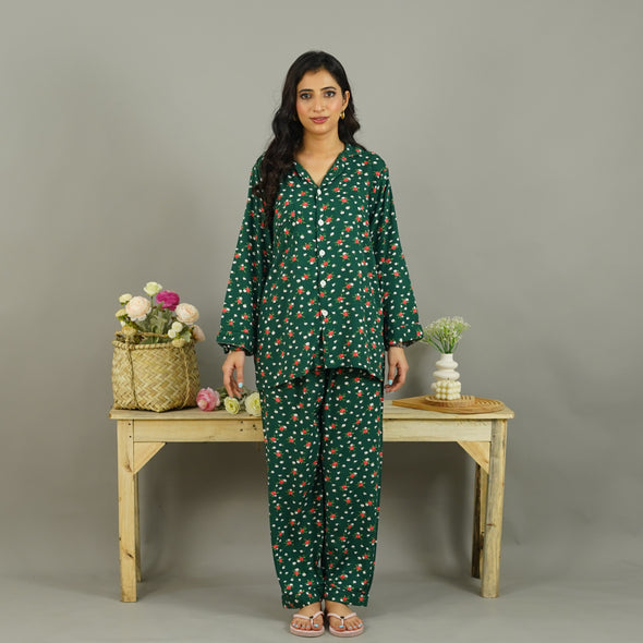 EMERALD PETALS SUMMER LINEN PJS