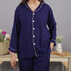 MIDNIGHT BLUE SOLID LINEN PJS.