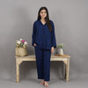NAVY BLUE SOLID LINEN PJS