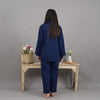 NAVY BLUE SOLID LINEN PJS