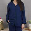NAVY BLUE SOLID LINEN PJS