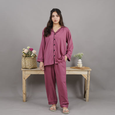MAUVE SOLID LINEN PJS