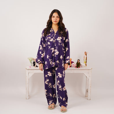 PURPLE PETALS SUMMER LINEN PJS