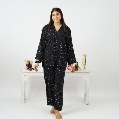 MIDNIGHT DAISY SUMMER LINEN PJS