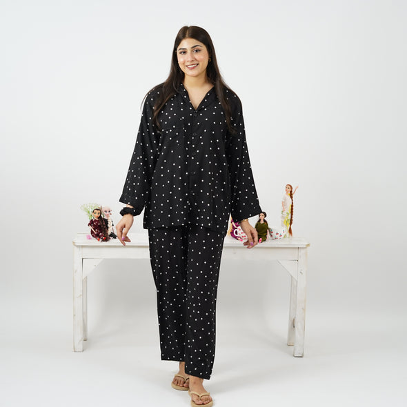 MIDNIGHT DAISY SUMMER LINEN PJS