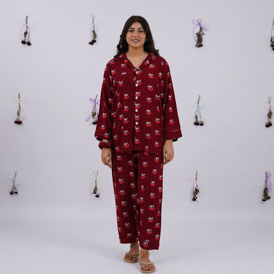 CHERRY BOW LINEN PJS