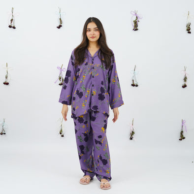 PURPLE FLORA SUMMER LINEN PJS