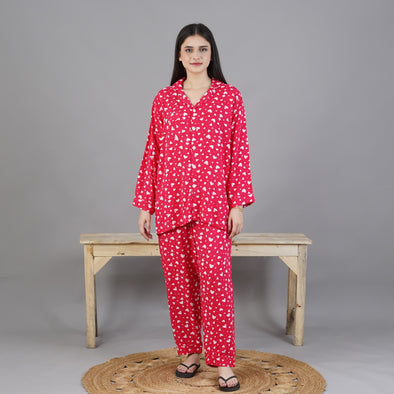 CRIMSON HEARTS SUMMER LINEN PJS