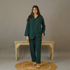 BOTTLE GREEN SOLID LINEN PJS.