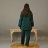 BOTTLE GREEN SOLID LINEN PJS.