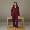 MAROON SOLID SUMMER LINEN PJS